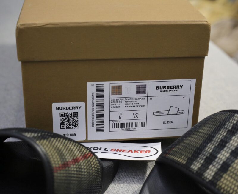 Dép Nam Burberry Check Cotton and Mesh Slides