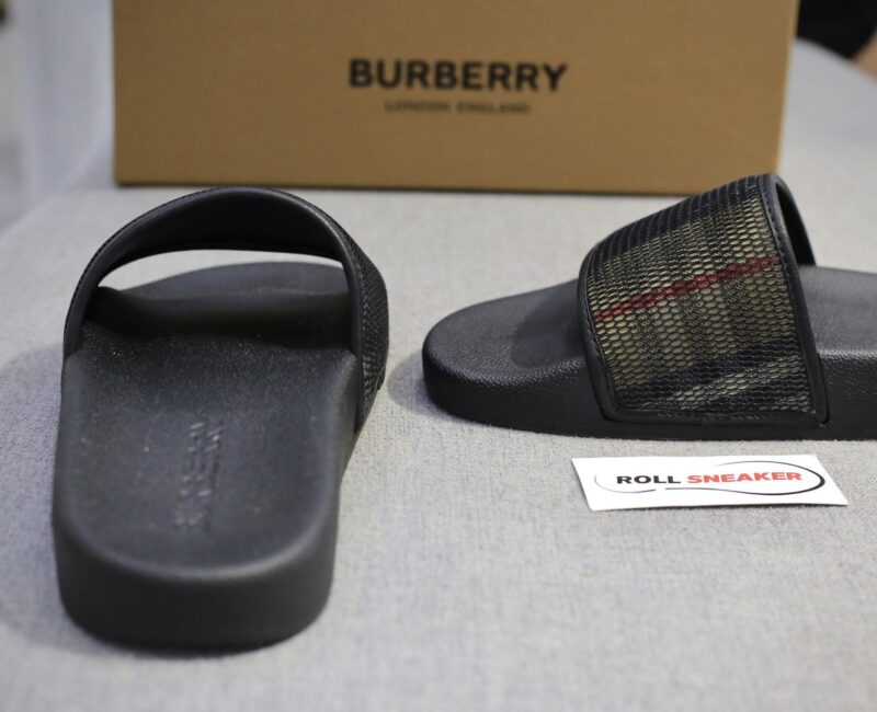 Dép Nam Burberry Check Cotton and Mesh Slides