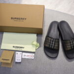 Dép Nam Burberry Check Cotton and Mesh Slides