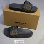 Dép Nam Burberry Check Cotton and Mesh Slides