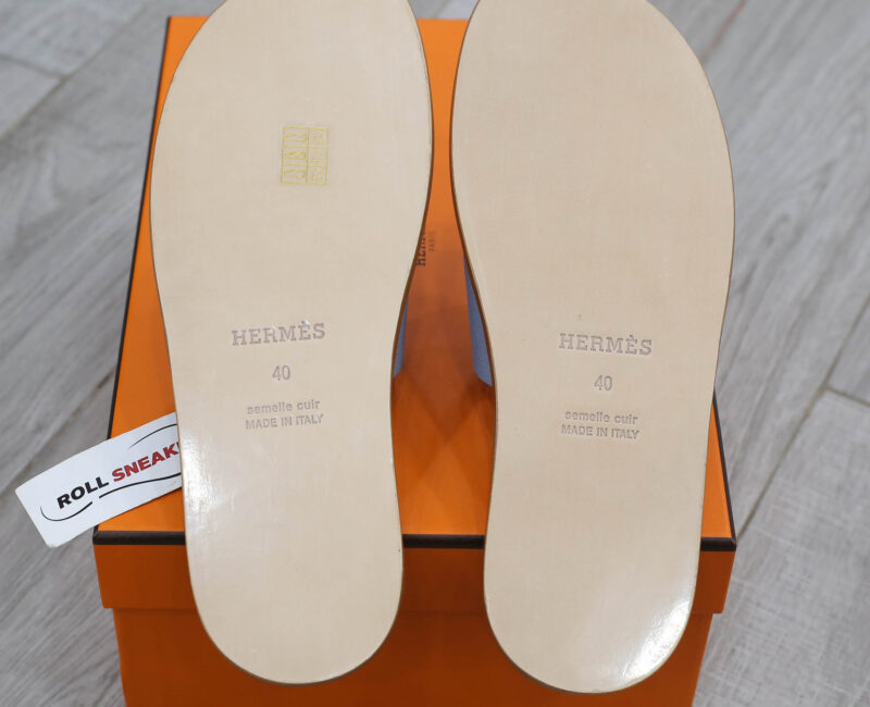Dép Hermes Sea Green da Epsom Đế Nâu Like Auth