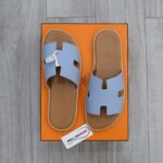 Dép Hermes Sea Green da Epsom Đế Nâu Like Auth