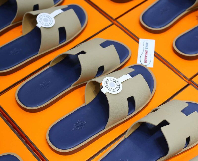 Dép Hermes Blanc Gomme da Epsom Lót Đế Celestial Blue