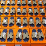 Dép Hermes Blanc Gomme da Epsom Lót Đế Celestial Blue