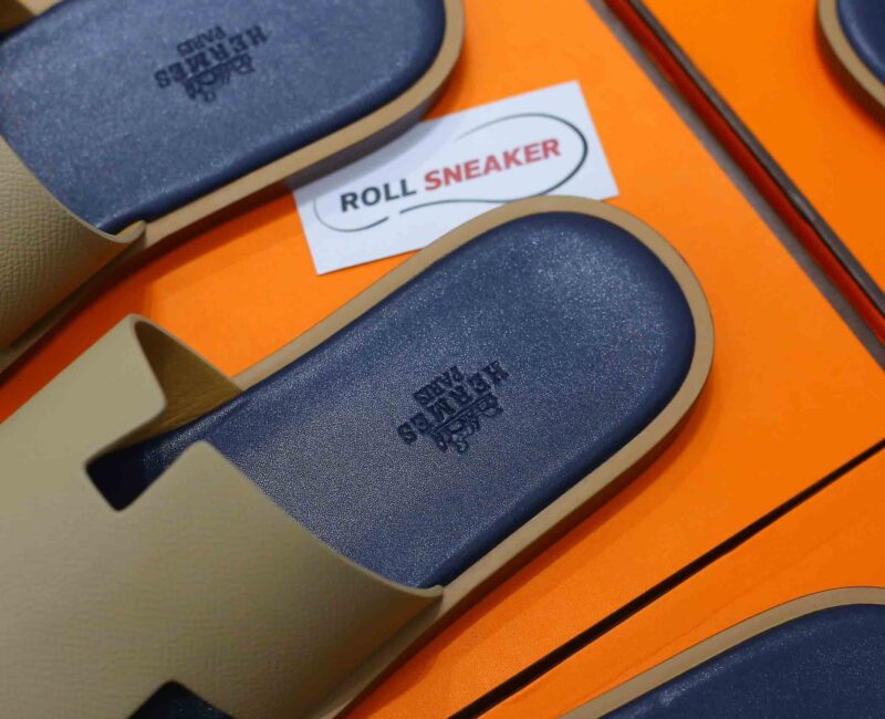 Dép Hermes Blanc Gomme da Epsom Lót Đế Celestial Blue