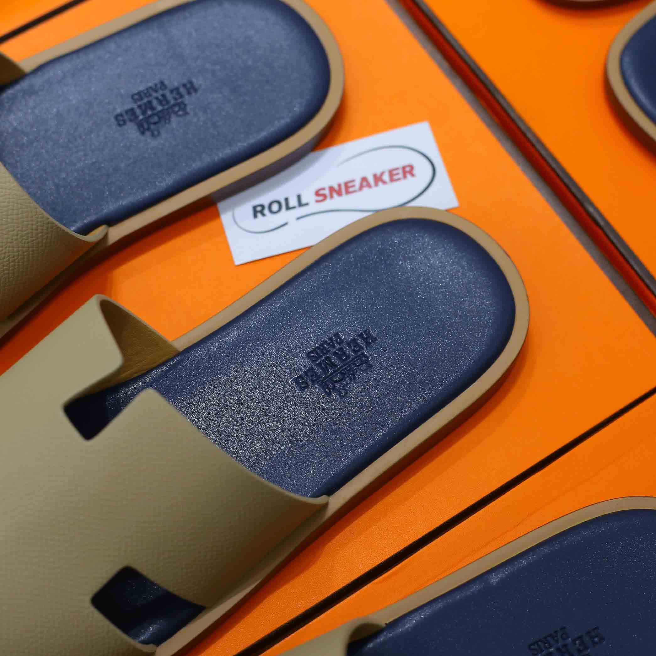 Dép Hermes Blanc Gomme da Epsom Lót Đế Celestial Blue