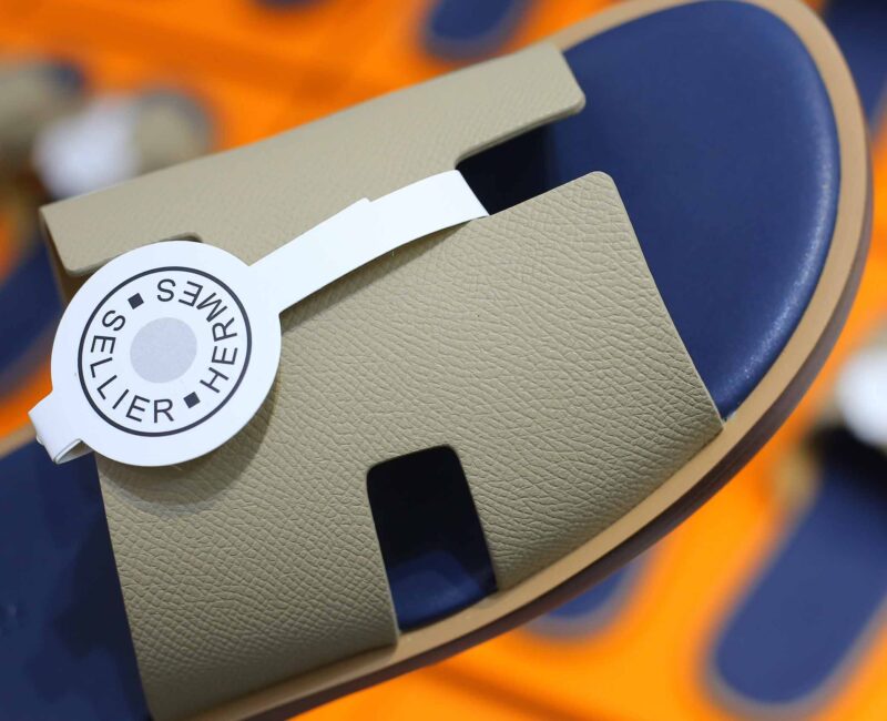 Dép Hermes Blanc Gomme da Epsom Lót Đế Celestial Blue