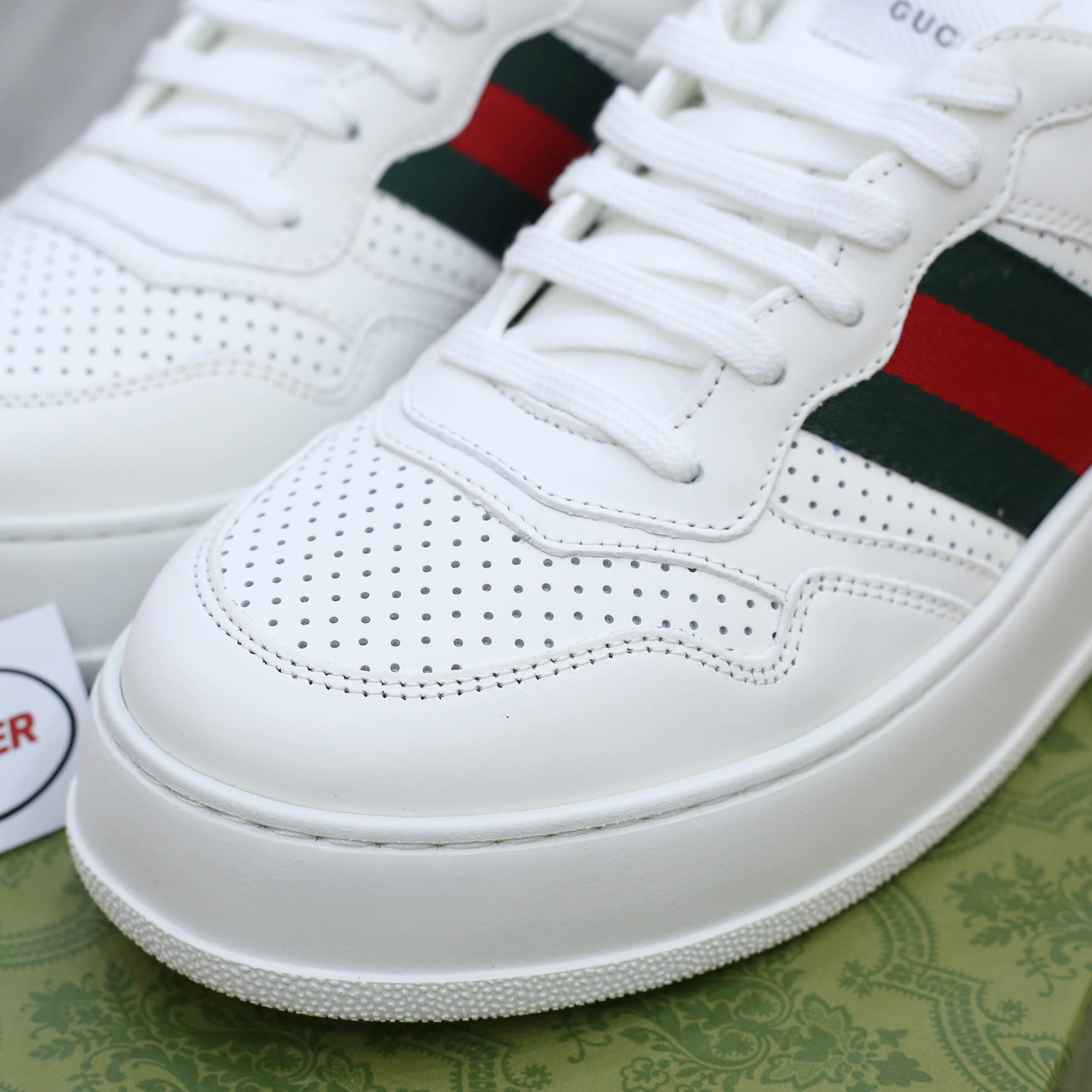 Giày Gucci GG Sneaker With Web ‘White’ Like Auth