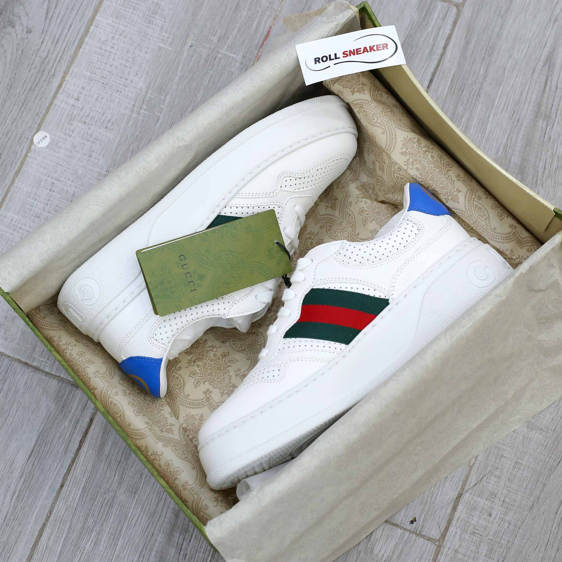 Giày Gucci GG Sneaker With Web ‘White’ Like Auth