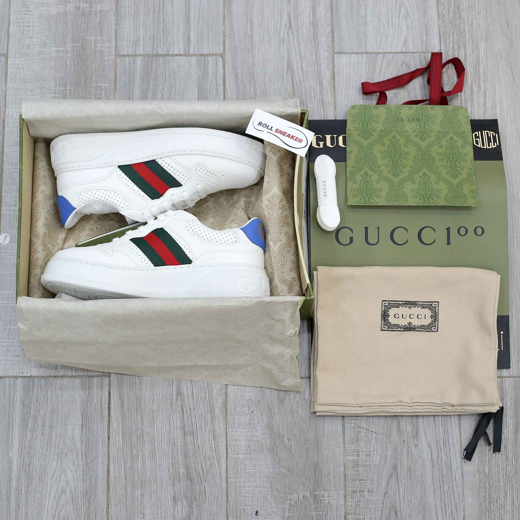 Giày Gucci GG Sneaker With Web ‘White’ Like Auth