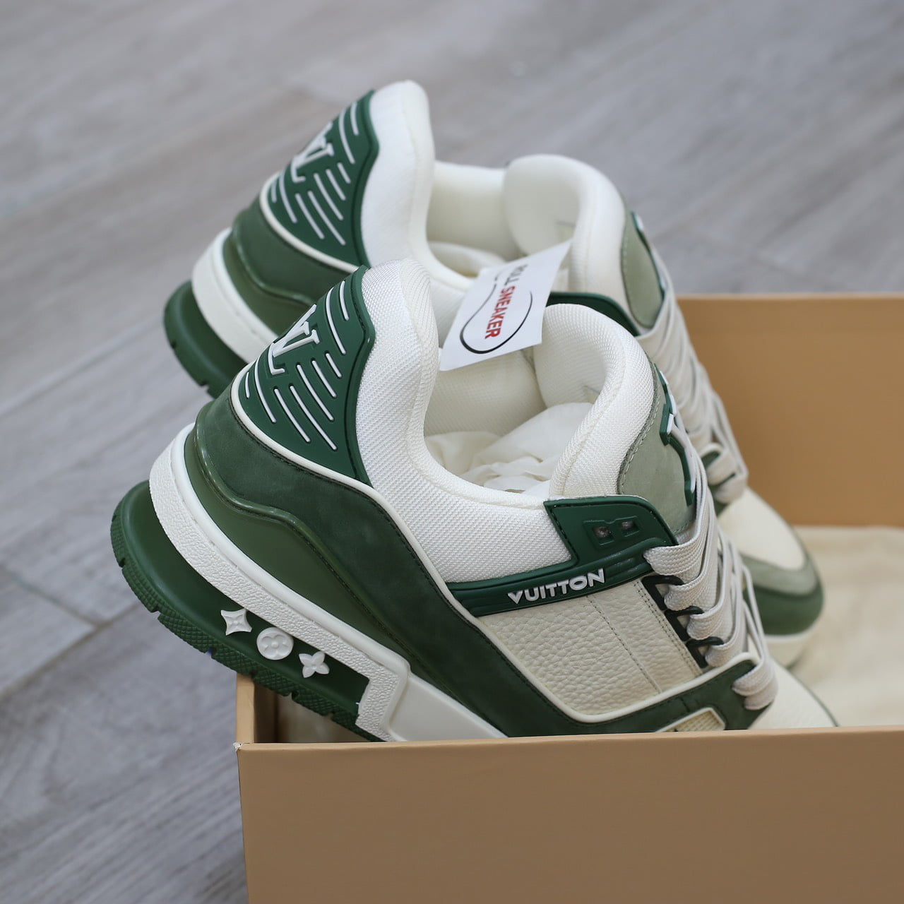 Giày Louis Vuitton LV Trainer Kaki Trơn 2023 Best Quality