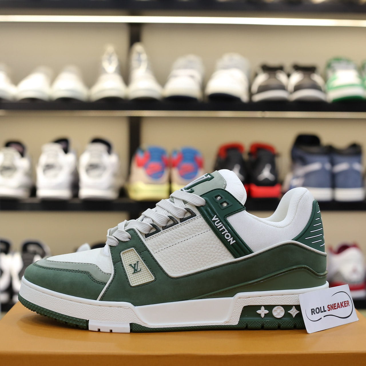 Giày Louis Vuitton LV Trainer Kaki Trơn 2023 Best Quality