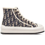 WALK'N'DIOR HIGH-TOP PLATFORM SNEAKER Deep Blue Dior Oblique Embroidered Cotton