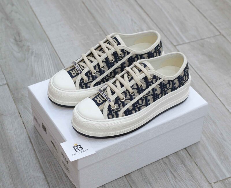 WALK’N’DIOR PLATFORM Low-Top SNEAKER Deep Blue Dior Oblique Embroidered Cotton