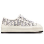 Giày WALK'N'DIOR PLATFORM SNEAKER Gray Stone Dior Oblique Embroidered Cotton