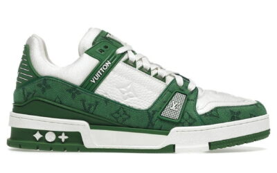 Giày Louis Vuitton LV Trainer Green Monogram Denim Like Auth