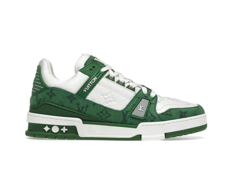 Giày Louis Vuitton LV Trainer Green Monogram Denim Like Auth