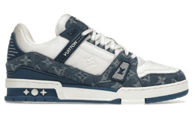 Giày Louis Vuitton LV Trainer Monogram Denim White Blue Like Auth