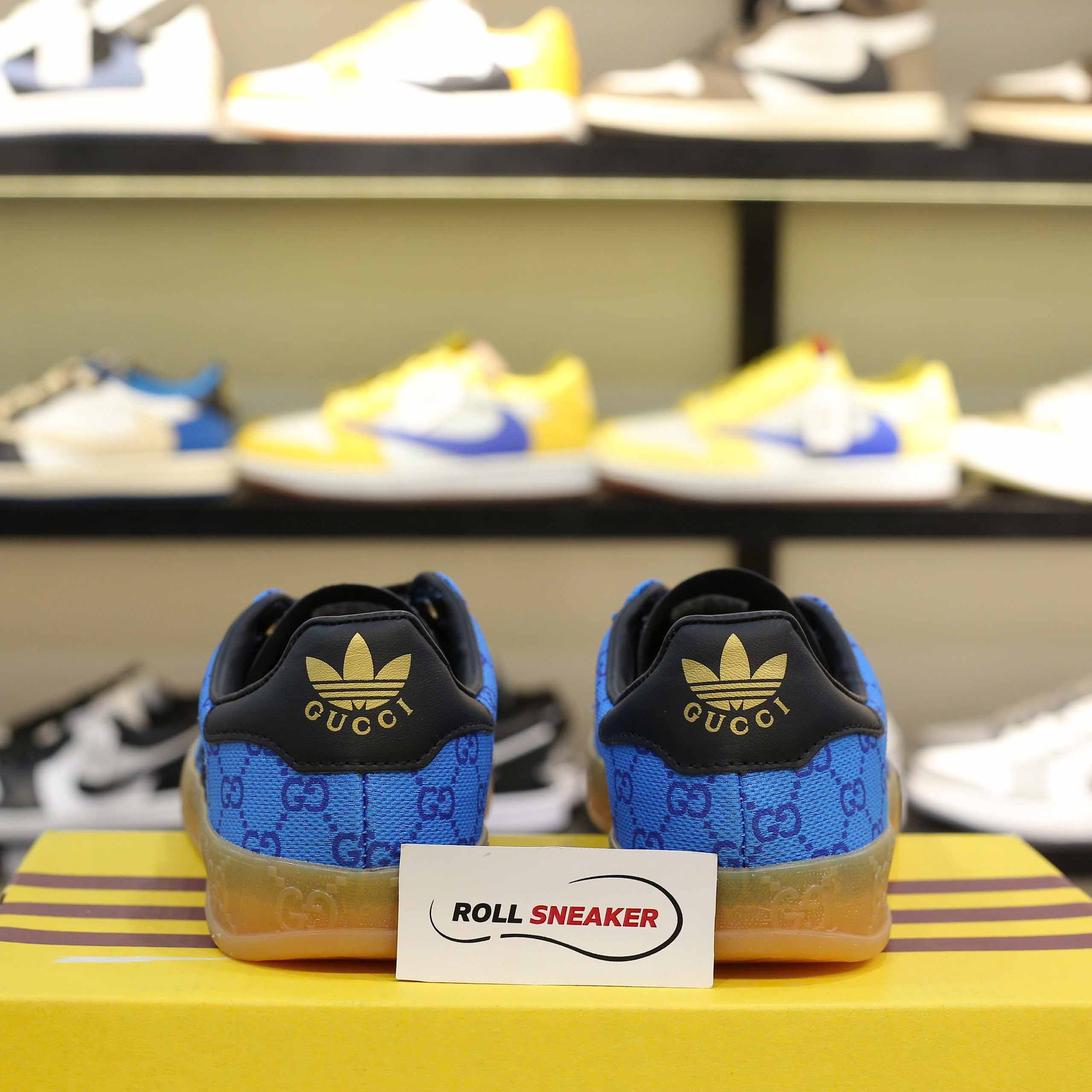 Adidas x Gucci Gazelle Blue GG Monogram Like Auth