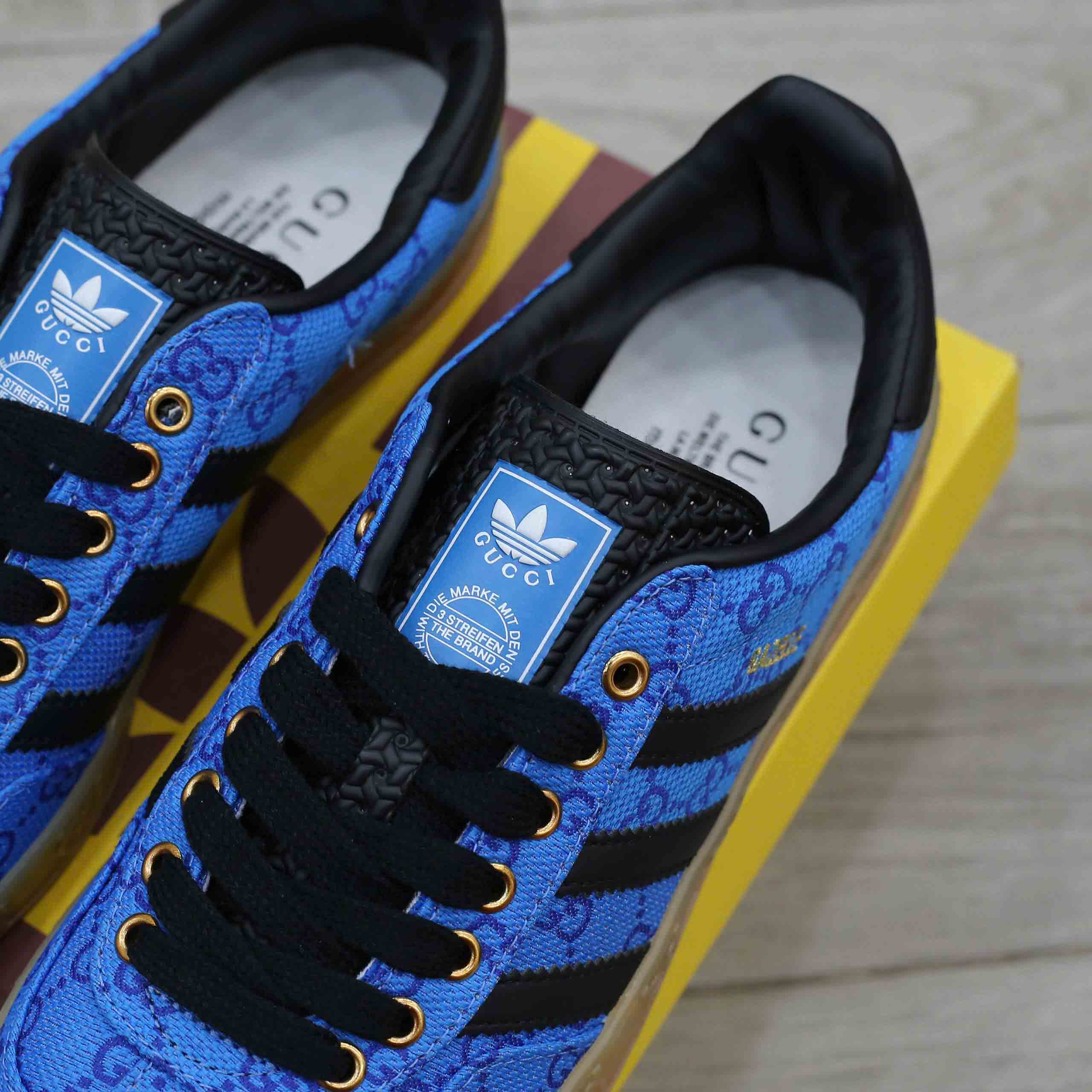 Adidas x Gucci Gazelle Blue GG Monogram Like Auth