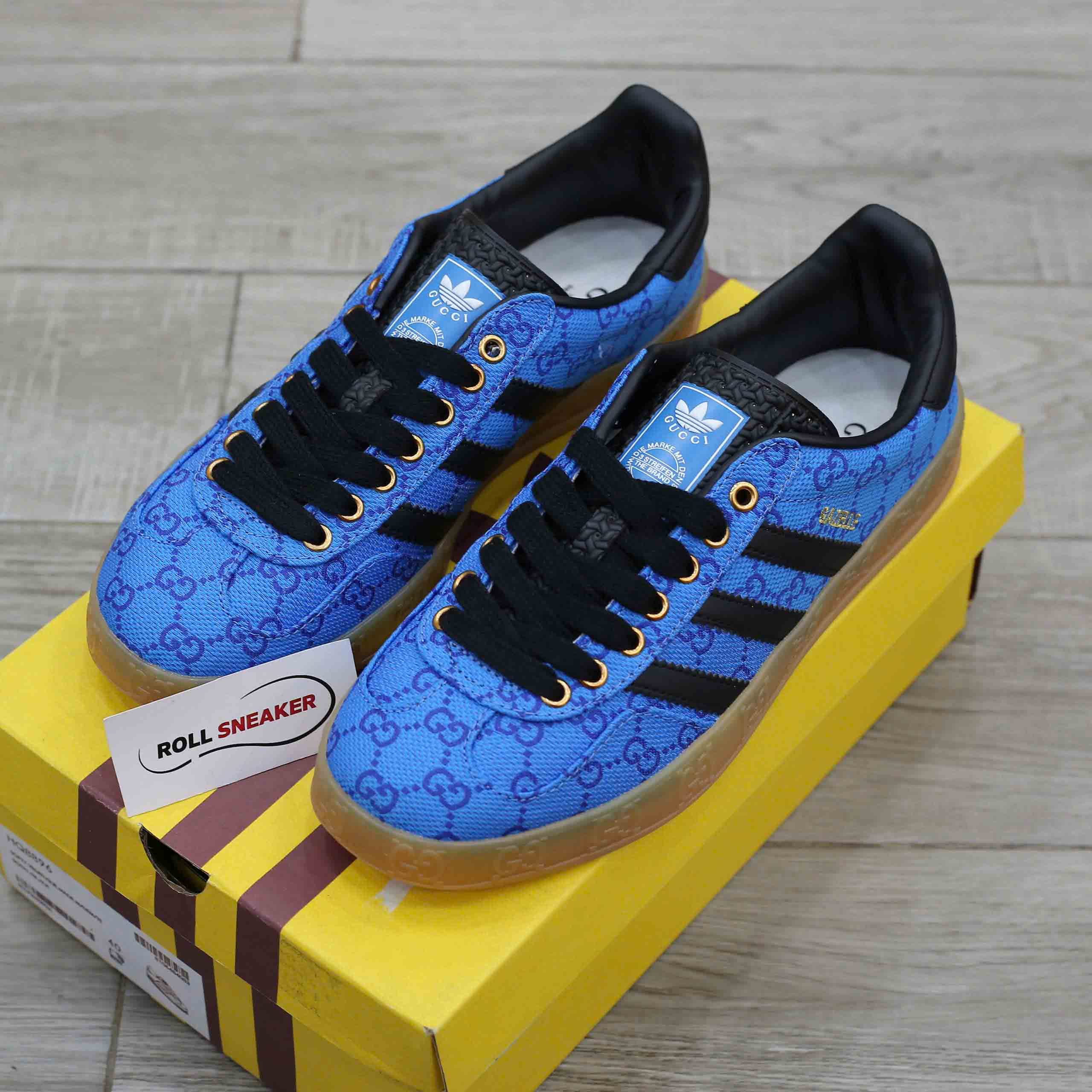 Adidas x Gucci Gazelle Blue GG Monogram Like Auth