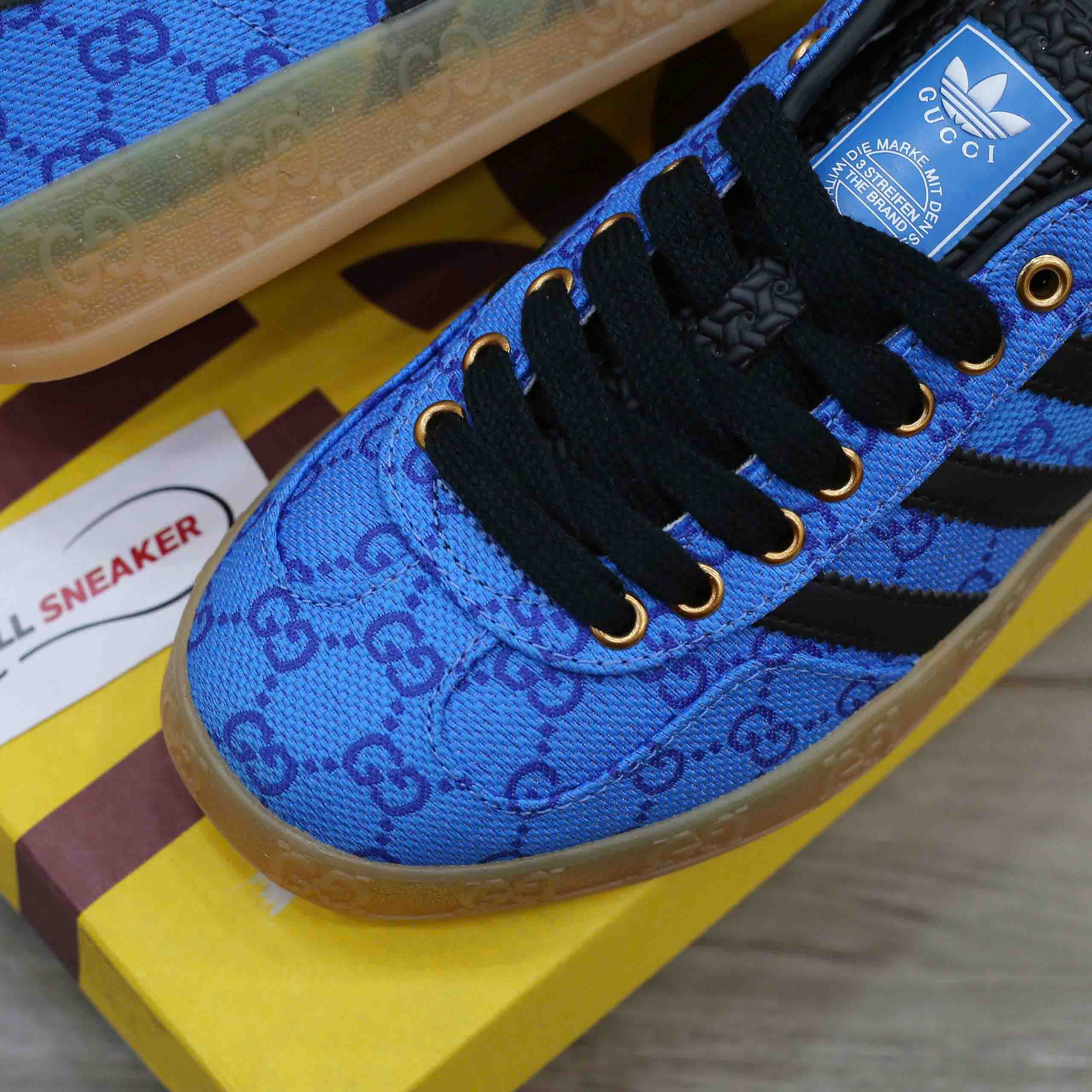 Adidas x Gucci Gazelle Blue GG Monogram Like Auth
