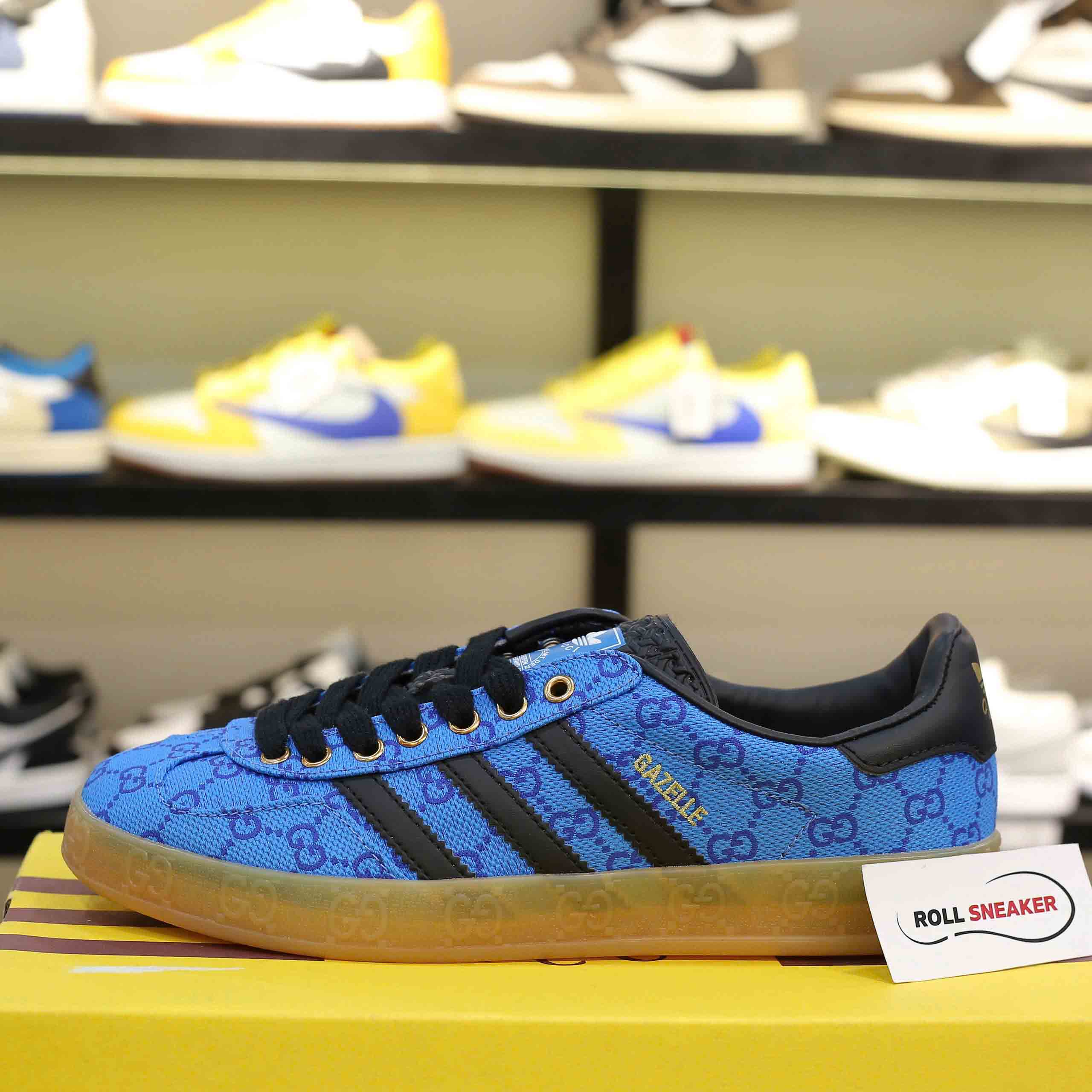 Adidas x Gucci Gazelle Blue GG Monogram Like Auth