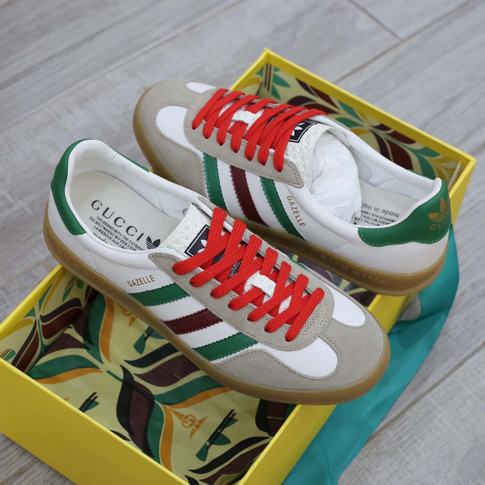 Adidas x Gucci Gazelle White Green Red Men’s Like Auth