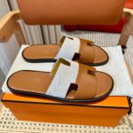 Dép Hermes Nam Canvas Bicolor Nâu Best Quality