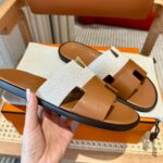 Dép Hermes Nam Canvas Bicolor Nâu Best Quality