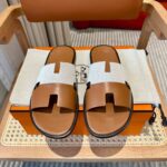 Dép Hermes Nam Canvas Bicolor Nâu Best Quality