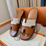 Dép Hermes Nam Canvas Bicolor Nâu Best Quality