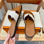 Dép Hermes Nam Canvas Bicolor Nâu Best Quality