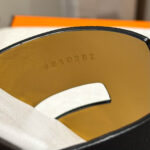 Dép Hermes Nam da Epsom (Sần) Đen Lót Trắng Best Quality