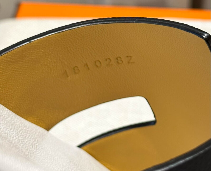 Dép Hermes Nam da Epsom (Sần) Đen Lót Trắng Best Quality