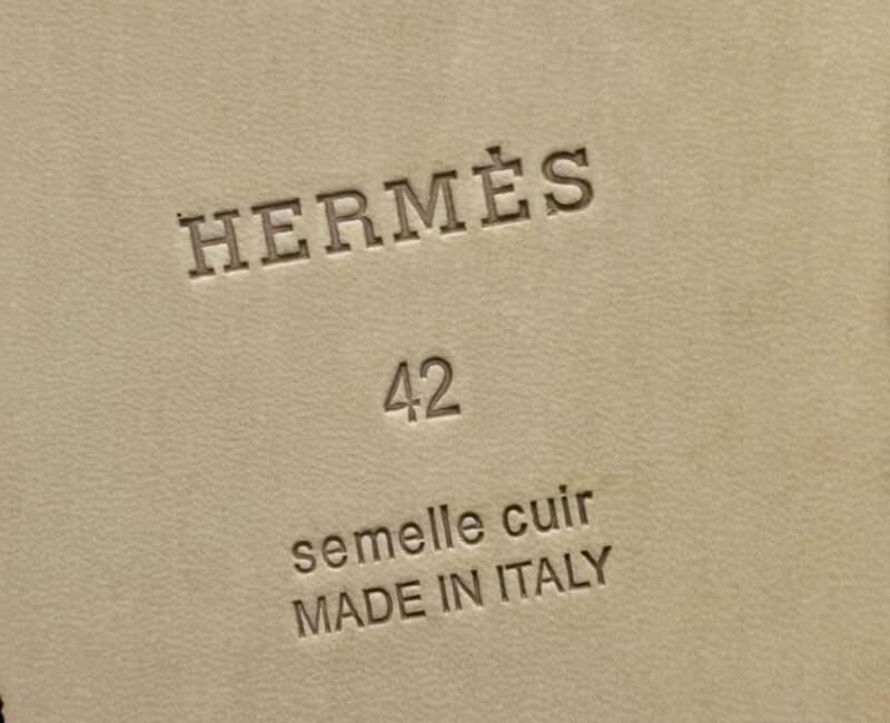 Dép Hermes Nam da Epsom (Sần) Xám Lót Nâu Best Quality