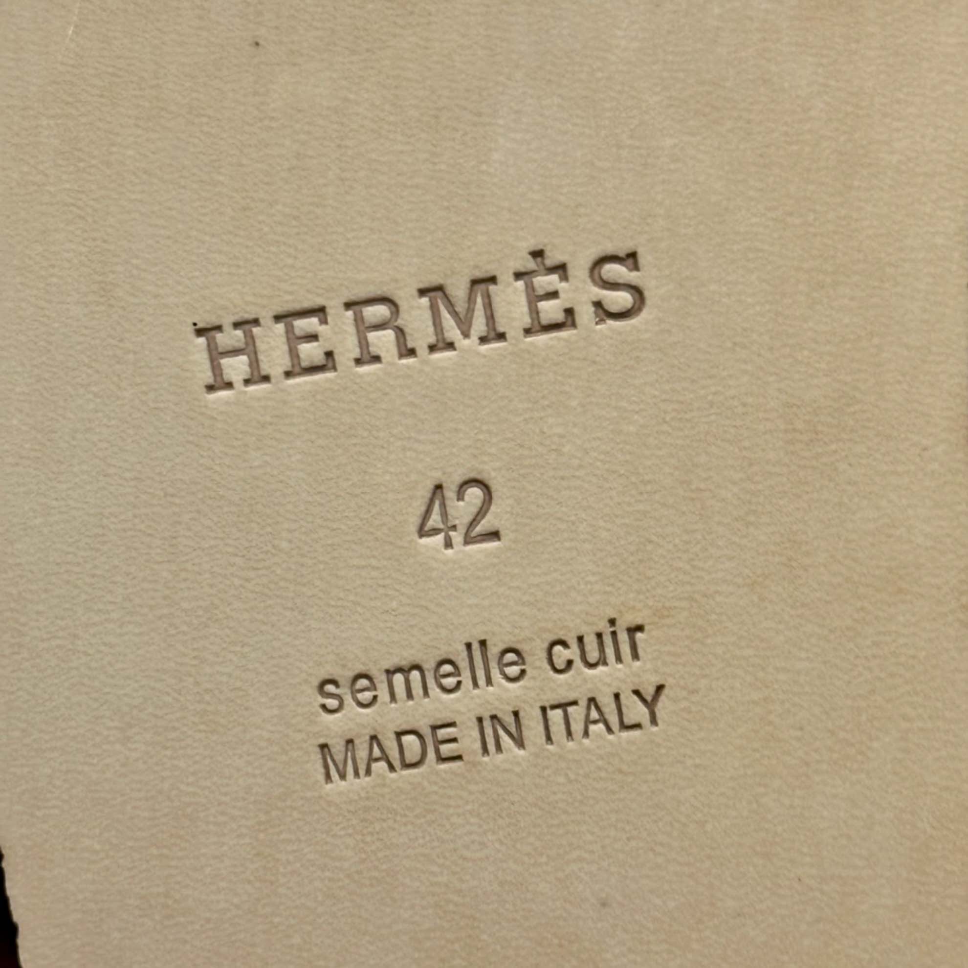 Dép Hermes Nam da Epsom (Sần) Xám Lót Nâu Best Quality