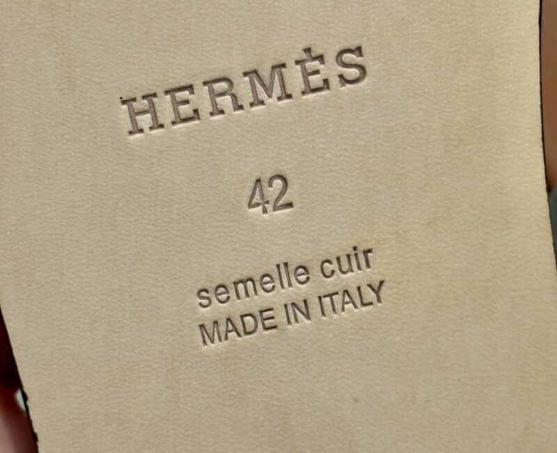 Dép Hermes Nam da Epsom (Sần) Xám Lót Nâu Best Quality