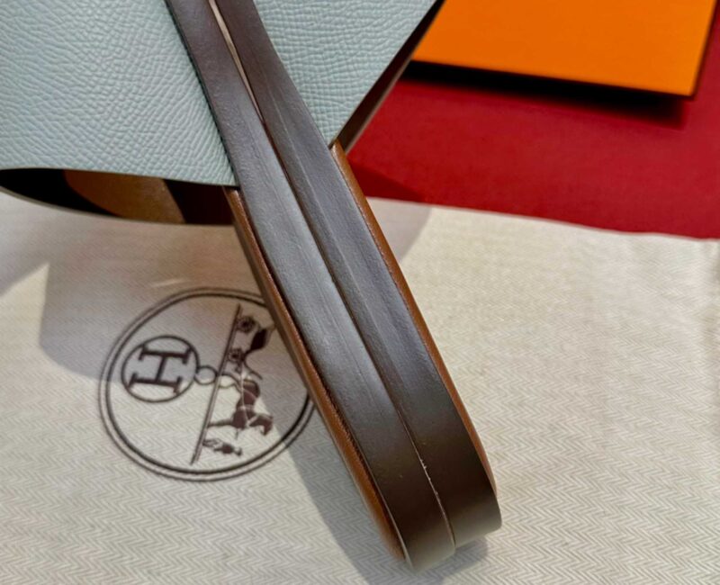 Dép Hermes Nam da Epsom (Sần) Xám Lót Nâu Best Quality