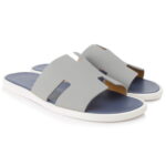 Dép Hermes Nam da Epsom (Sần) Xám Lót Xanh Best Quality