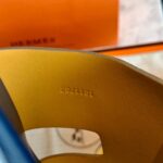 Dép Hermes Nam da Epsom (Sần) Xám Lót Xanh Best Quality