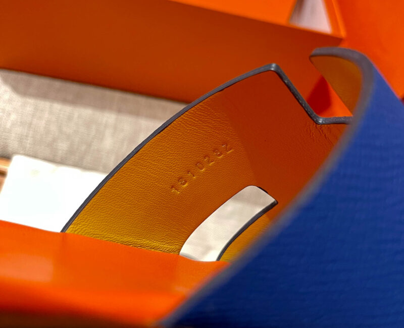 Dép Hermes Nam da Epsom (Sần) Xanh Lót Cam Best Quality