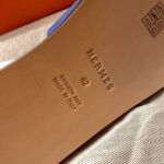 Dép Hermes Nam da Epsom (Sần) Xanh Lót Cam Best Quality