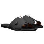 Dép Hermes Nam Full Đen Da Epsom (Sần) Best Quality