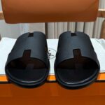 Dép Hermes Nam Full Đen Da Epsom (Sần) Best Quality