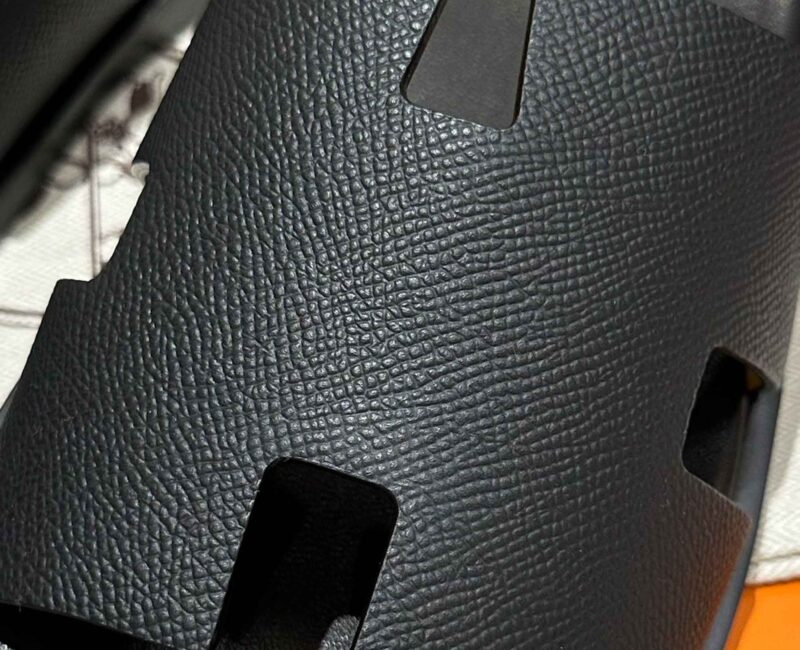 Dép Hermes Nam Full Đen Da Epsom (Sần) Best Quality