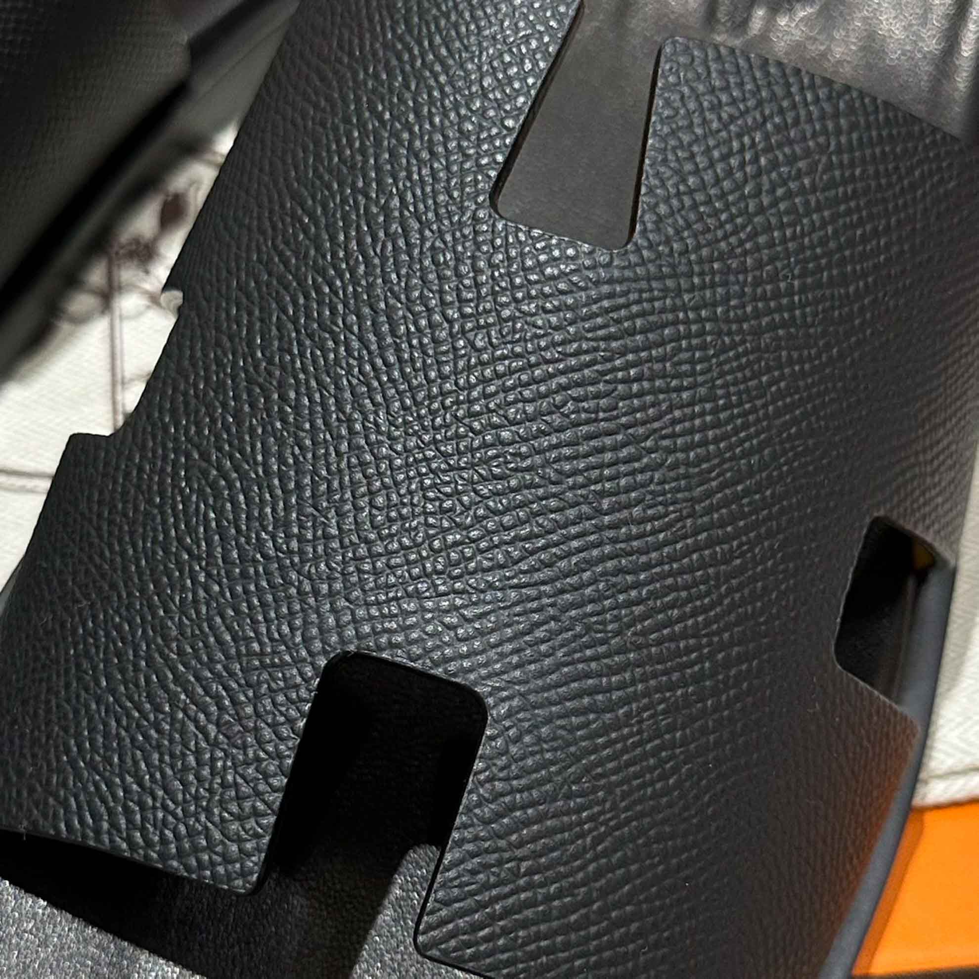 Dép Hermes Nam Full Đen Da Epsom (Sần) Best Quality