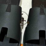 Dép Hermes Nam Full Đen Da Epsom (Sần) Best Quality