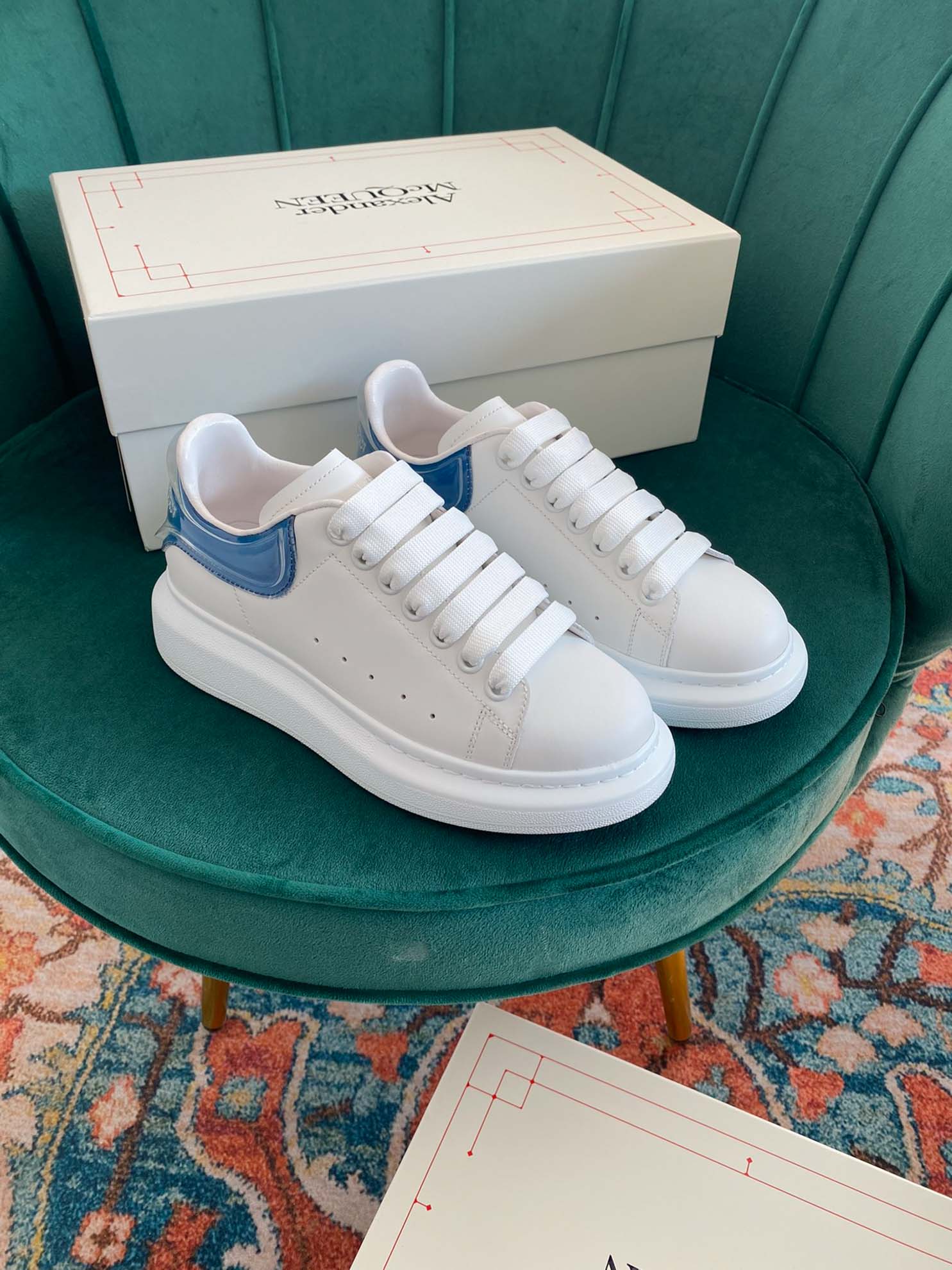 Giày Alexander Mcqueen Gót Blue Trong Like Auth