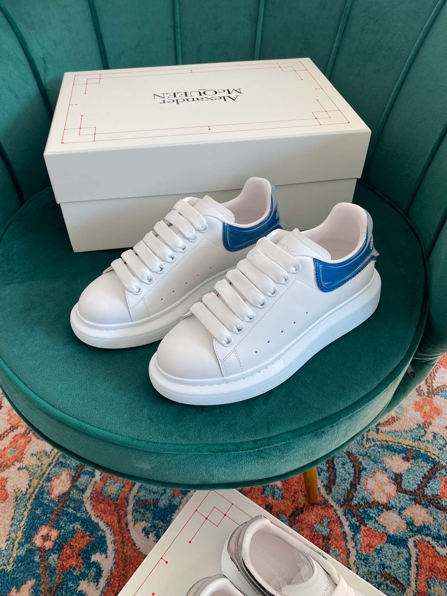 Giày Alexander Mcqueen Gót Blue Trong Like Auth